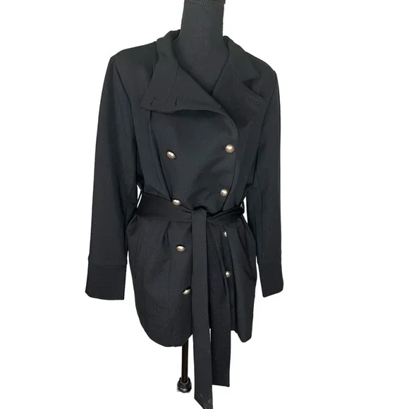 Studio Park x Shawn Killinger Double Button Ponte Coat BLACK SIZE L NWT - Picture 2 of 7